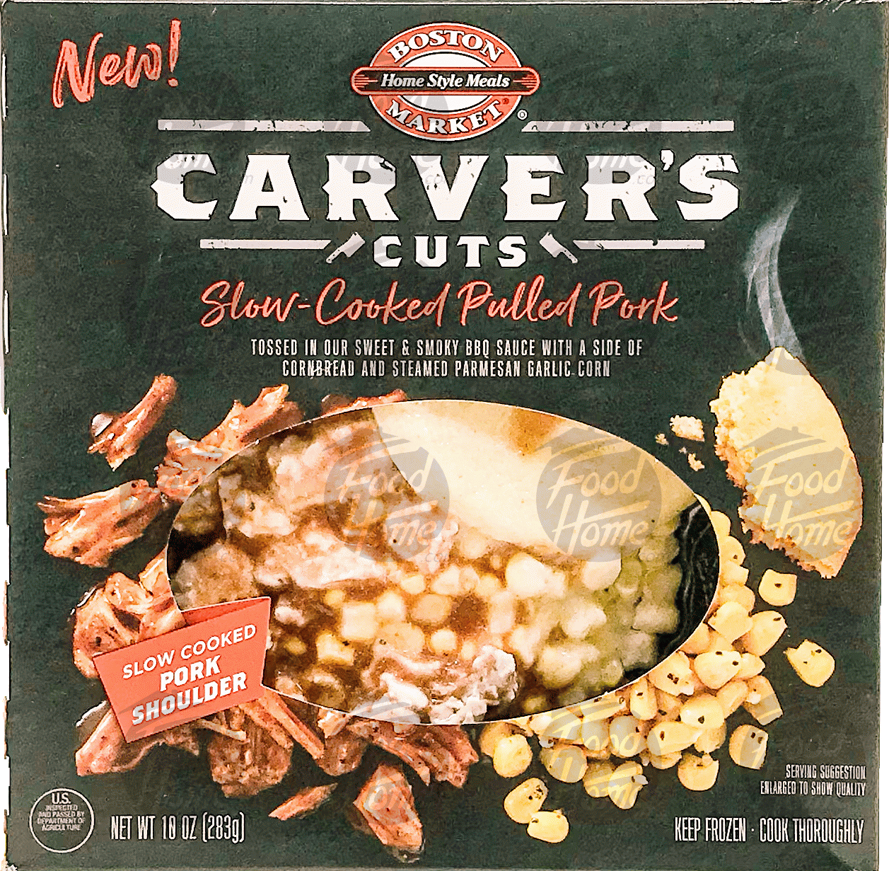 Boston Market Home Style Meals Carver's Cut slow cooked pulled pork, frozen entree package Full-Size Picture